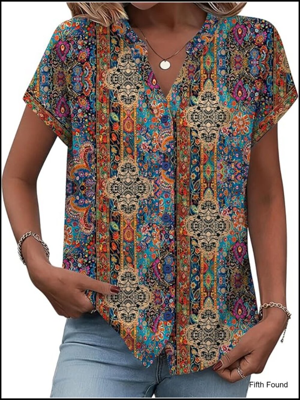 Short Sleeve V-Neck Button Down Shirt Blouse Business Casual Top